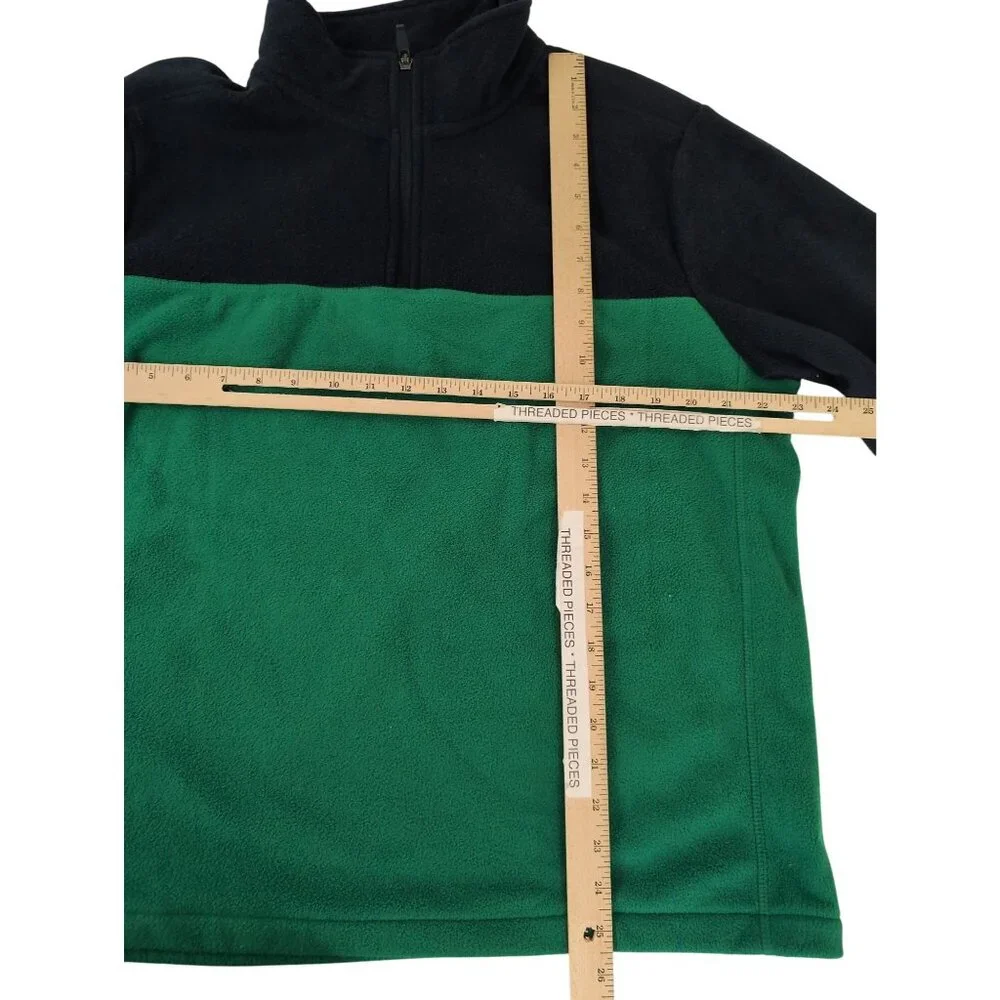 Lands End Quarter Zip Pullover Mens L Green Blue Anywhere Fleece‎ Outdoor Casual